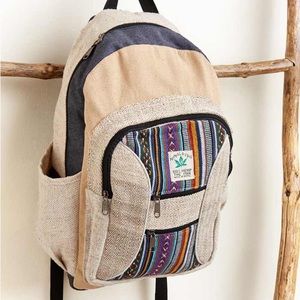 Small Grey Hemp Jacquard Backpack